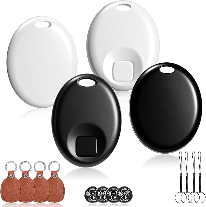 Air Tracker Tag 4 Pack(iOS Only),Precision Finding,Tracking Device with Replaceable Battery,Slim Tracker with Sound for Luggage,Keys,Wallet,Travelers, Bags,Car,Kids,Pets