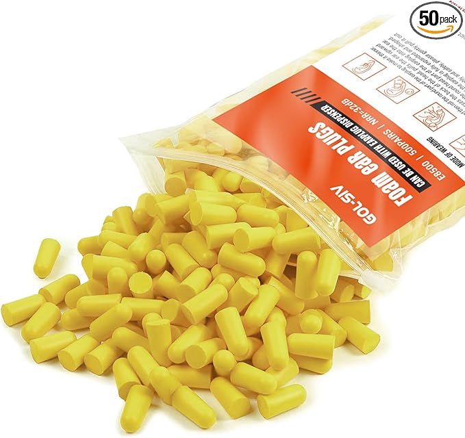 Ear Plugs - Noise Reduction Disposable Earplugs for Shooting, Sleeping, Work & Construction Site (50pairs earplugs Yellow)