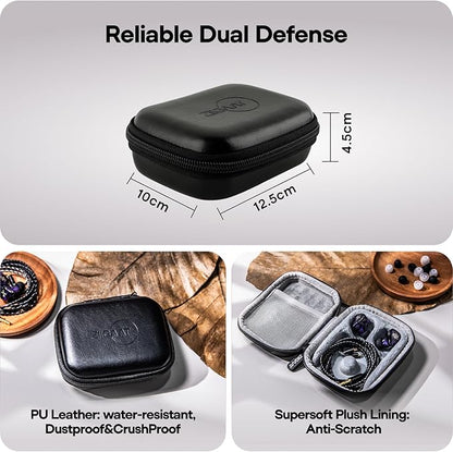 Linsoul ZiiGaat PELLEPOD Leather Earbud Case, Waterproof IEM Storage Box, Hard Carrying Bag, Protective Storage Box, Fit for Earphone ZS10 Pro, Zero: 2, EM6L, EW300, SuperMix 4, Orchestra Lite (Black)