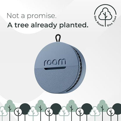 Roam Smart Tracker | Family-Friendly Eco Tracker for Keys, Bags & Kids’ Gear | Works with iOS & Android | Built-in Strap, QR Lost & Found | Replaceable Battery | No Extra App | 1-Pack, Blue