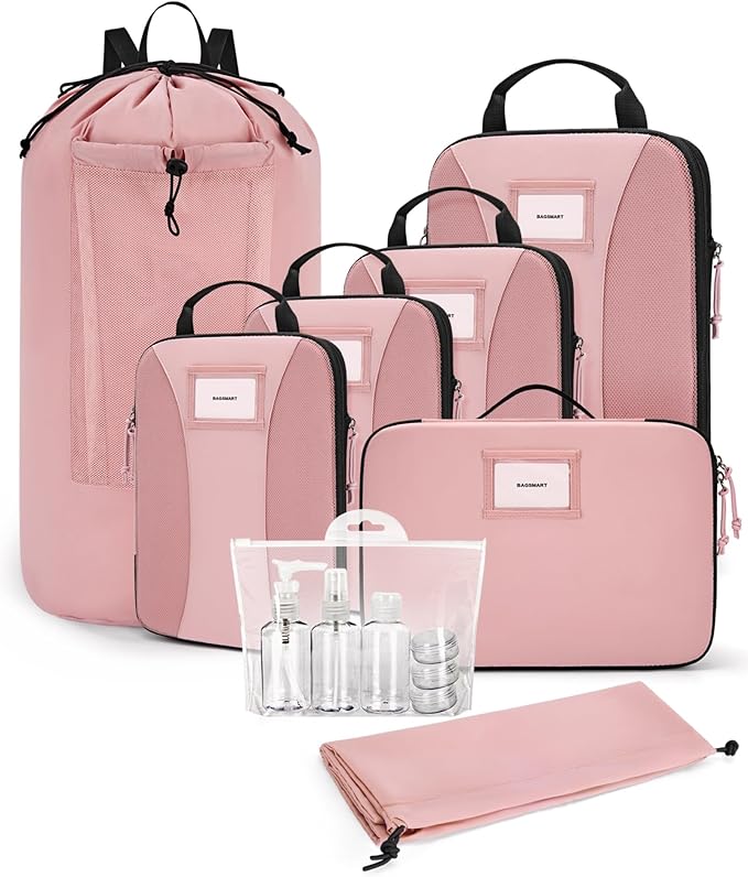 BAGSMART Compression Packing Cubes, 6 PCS Packing Cubes for Suitcases, Travel Bags Organizer for Luggage, Lightweight Packing Cube for Travel Essentials