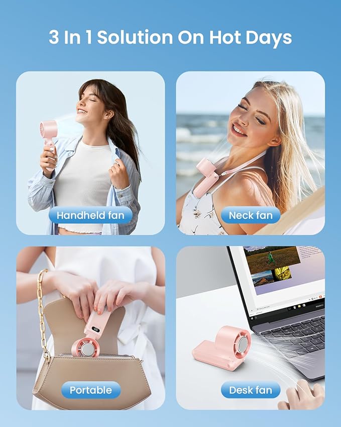 Handheld Portable Turbo Fan with Ice Cooler, Speed (1-199) 5500mAh Rechargeable Personal Fan,[20H Cooling Time] Mini Yet Powerful [20000 RPM] Small Pocket Fans for Travel/Outdoor/Home/Office, Pink