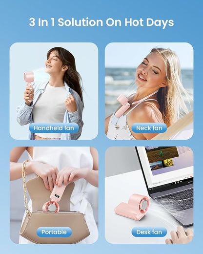 Handheld Portable Turbo Fan with Ice Cooler, Speed (1-199) 5500mAh Rechargeable Personal Fan,[20H Cooling Time] Mini Yet Powerful [20000 RPM] Small Pocket Fans for Travel/Outdoor/Home/Office, Pink