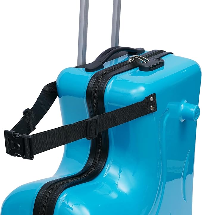 CNCEST 20"/24" Kid's Ride-on Travel Suitcase,Travel Rolling Luggage with Wheels Carry Trolley Luggage with Password Lock,Children's Ride On (20” Blue)