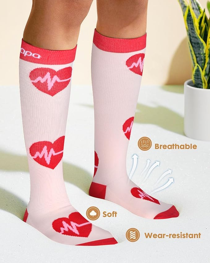 Cute Compression Socks for Women - 3 Pairs 20-30 mmHg Graduated Support Lightweight for Daily Wear Travel Nurse