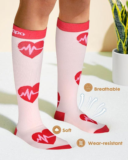Cute Compression Socks for Women - 3 Pairs 20-30 mmHg Graduated Support Lightweight for Daily Wear Travel Nurse