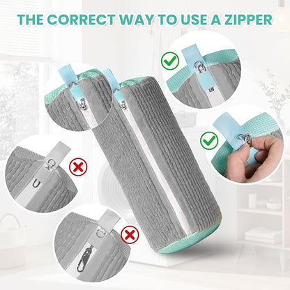 Shoe Washing Machine Bag, 2-Pack Reusable Shoe Bag for Washing Machine, 360° Deep Clean for Sneaker, Running Shoes,Bras, Delicates and Toys, Includes 2 Shoe Storage Dust Bags（Grey)