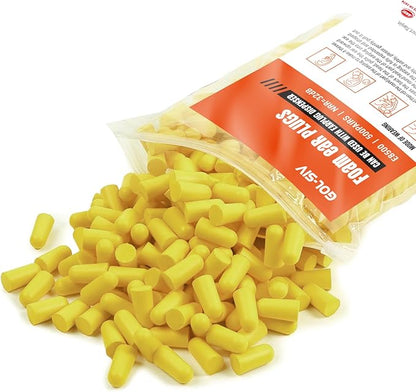 500 Pairs Quality Foam Ear Plugs Bulk,38dB(NRR 33dB) Noise Reduction,Quality Soft Disposable Refill Earplugs,for Shooting, Work & Construction Site,Bullet-Shaped,Yellow
