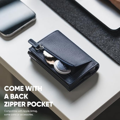 VULKIT Pop up Wallet Minimalist Cash Wallets RFID Blocking Leather Smart Credit Card Holder with Magnetic Closure for Men