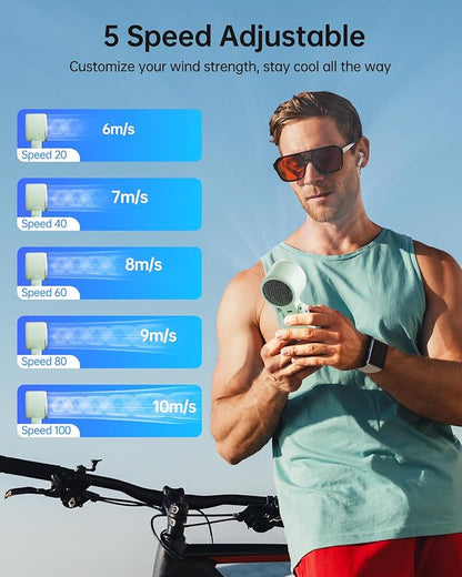 TriPole Portable Handheld Turbo Fan with Ice Cooling, 5 Speed Battery Rechargeable Foldable 3 in 1 Mini Fan, Neck & Desk Fan, Quiet Personal Fans for Outdoor, Travel, Camping, Hiking, Working