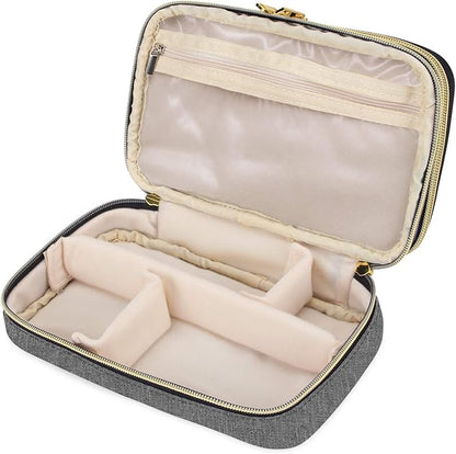 Teamoy Double Layer Jewelry Organizer, Jewelry Travel Case for Rings, Necklaces, Earrings, Bracelets and More(Medium, Gray)