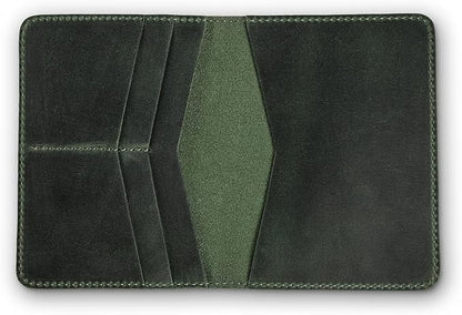PEGAI Standard Full Grain Crazy Horse Leather Passport Holder | Custom Travel Passport Cover & Organizer | Handcrafted Leather Passport Wallet for Men and Women | Pike (Green)