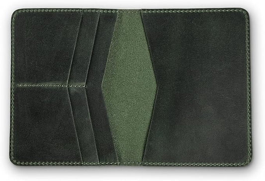 PEGAI Standard Full Grain Crazy Horse Leather Passport Holder | Custom Travel Passport Cover & Organizer | Handcrafted Leather Passport Wallet for Men and Women | Pike (Green)