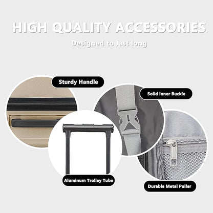 Carry On Luggage with Front Pocket & USB Port, PC Hardside 20 Inch luggage with Spinner Wheels & Built-in TSA Lock, Durable Lightweight Rolling Suitcase, Carry-On 20-Inch, Champagne