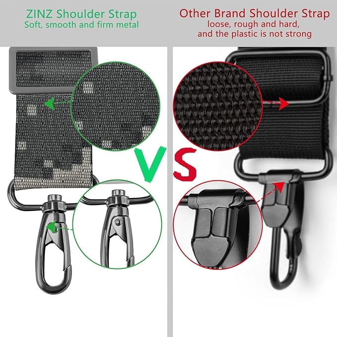 ZINZ 79 inch Shoulder Strap, Extra-thick Fixed Cushion Pad and Dual Clasps Universal Replacement Strap with Metal Swivel Hooks for Laptop Bags, Luggage Bags, Camera, Crossbody(Camouflage Gray)