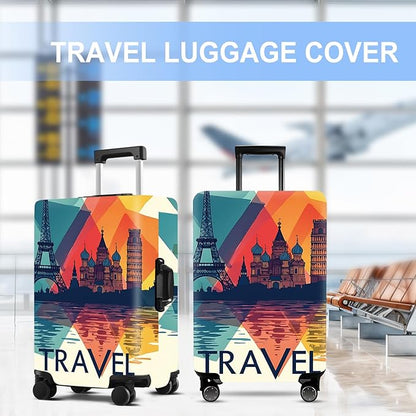 Luggage Cover Washable Suitcase Protector Anti-Scratch,Stretchable Fit for 20-34Inch Luggage Durable Travel Bag Cover with Zipper Closure (Travel-1, XL(fits 32-34Inch suitcase))