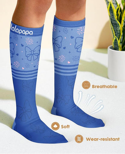 Cute Compression Socks for Women - 3 Pairs 20-30 mmHg Graduated Support Lightweight for Daily Wear Travel Nurse