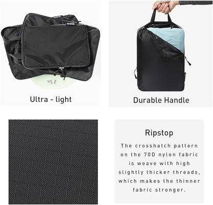 Bagail Ultralight Compression Cubes 7 Set - 3 Packing Cubes, 3 Organizers, and 1 Shoe Bag