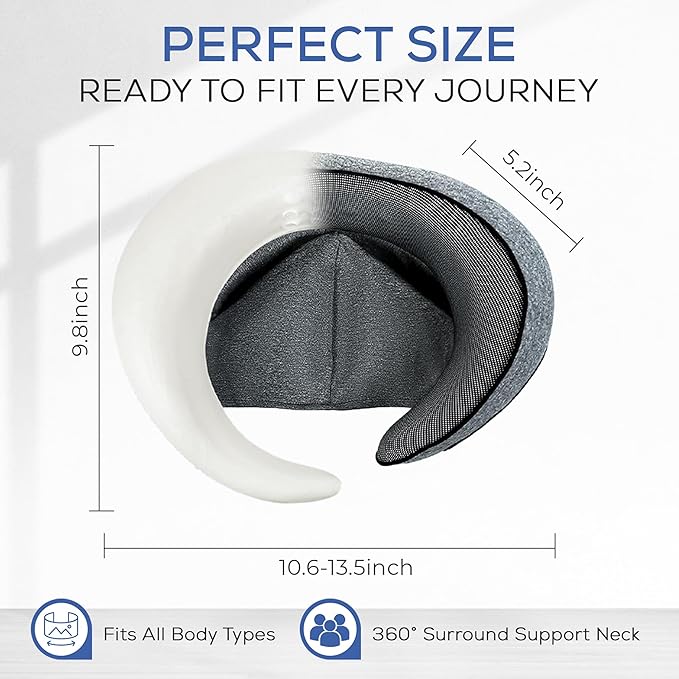 Airplane Pillow For Long Flight - Memory Foam Travel Pillow. Washable, Comfortable Breathable Cover. Carry Bag.Travel Neck Pillows For Airplanes, Best For Fong Flights, Home Use And Car Rides