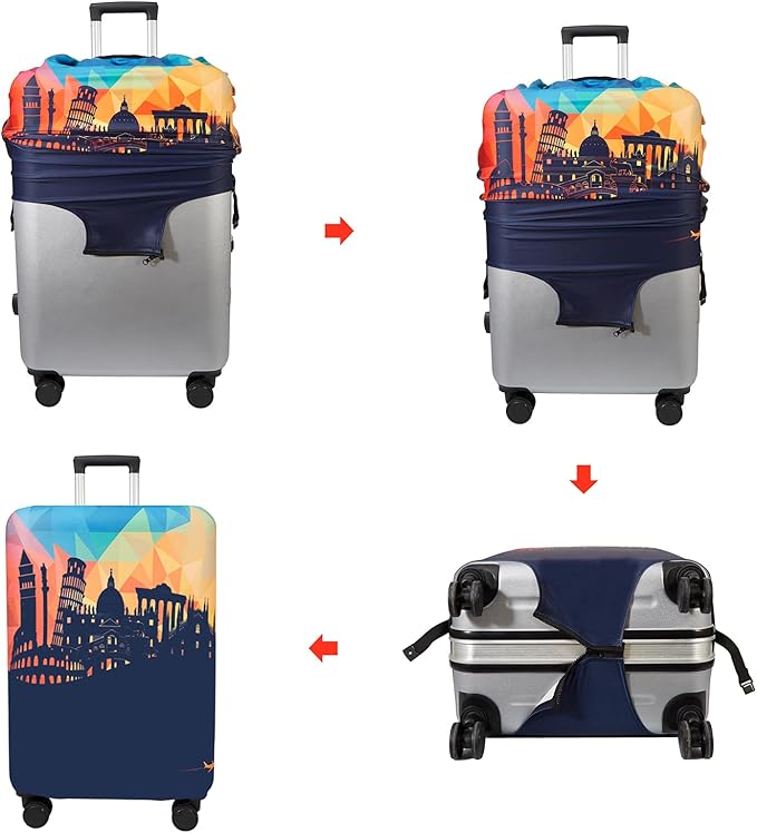 WUJIAONIAO Travel Luggage Cover Baggage Suitcase Cover Protector Skins 18-32 Inch (City, M (for 22-24 inch luggage))