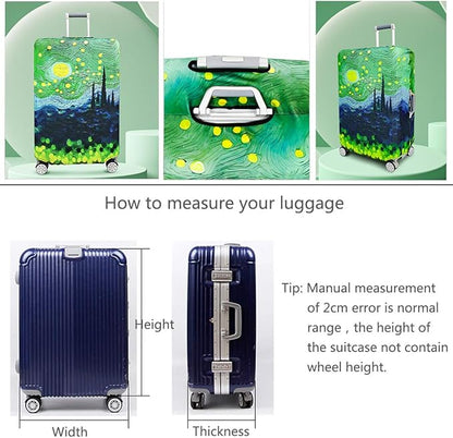 fancyfree Luggage Cover Washable Suitcase Protector Anti-scratch Suitcase cover (Green Starry Sky, M(22"-24" luggage))