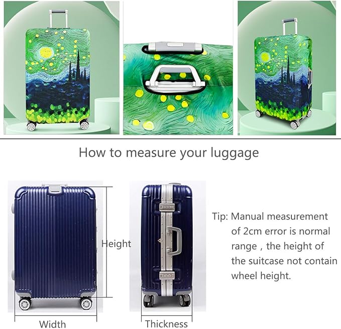 fancyfree Luggage Cover Washable Suitcase Protector Anti-scratch Suitcase cover (Green Starry Sky, XL(29"-32" luggage))