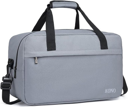 Kono Travel Duffel - 20L Under Seat Carry-On Sports Tote Gym Weekender Overnight Bag - 15.75"x9.84"x7.87" Light Gray