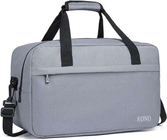 Kono Travel Duffel - 20L Under Seat Carry-On Sports Tote Gym Weekender Overnight Bag - 15.75"x9.84"x7.87" Light Gray
