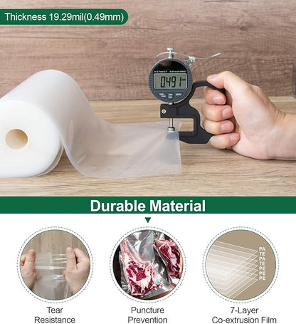 Vacuum Sealer Bags for Food, BPA-free Heavy Duty Vacuum Sealer Bags Rolls 8 Inch 50 Feet 2-pack, Ideal for Custom Fit Food Saver, Seal a Meal, or Sous Vide