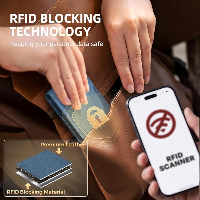 RUNBOX Wallet for Men Slim Rfid Leather 2 ID Window With Gift Box