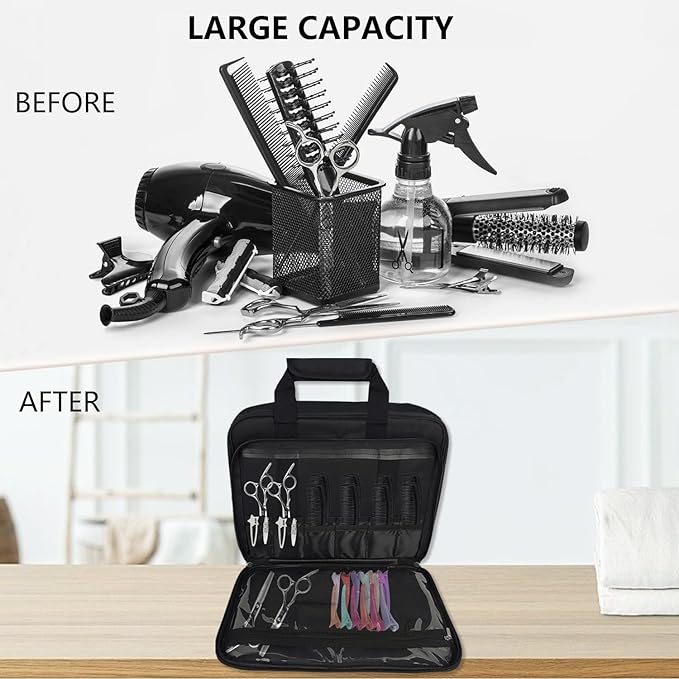 Barber Tool Bag, 13.9 * 3.94 * 11.02in Travel Case for Hair Clippers Hair Trimmer Storage Organizer Portable Clipper Case Barber Supplies Organizer Bag for Combs Clipper guards Men Razor Guard