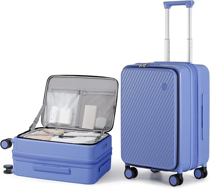 mixi 20 Inch Expandable Carry On Luggage PC Hard Shell Suitcase Top Opening Rolling Travel Suitcases with Spinner Wheels & TSA Lock, Dreamy Purple