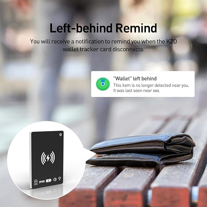 Wallet Tracker Card Rechargeable Smart Tracking Card Tag, Works with Apple Find My APP (iOS Only), Wireless Charge, IP68 Waterproof, for Keys, Luggage, Passports, Backpacks, 1 Pack