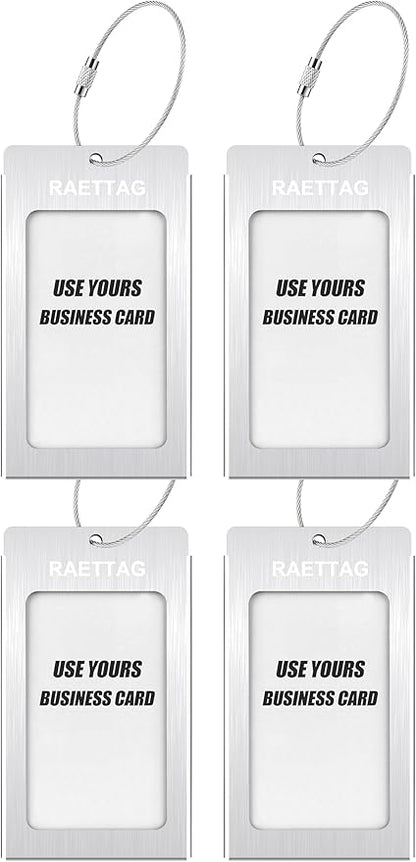 Luggage Tags Metal Suitcase Tags Travel Bag ID Identifier Luggage Tag (Silver 4-Pack)