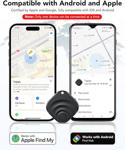 4 Pack Dual System Tracker for iOS and Android Bluetooth Tracker Smart Tags Compatible with Apple Find My (iOS) & Google's Find Hub(Android) for Keys, Luggage, Wallet, Vehicles