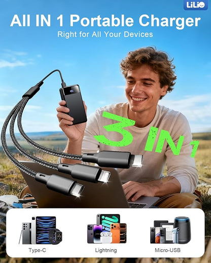 LILIO Portable Charger Power Bank，60,000mAh Battery Pack, 22.5W Power Bank Fast Charging with USB Cable, Phone Charger for iPhone 17/16/15/14/13 All Series/Samsung/Android, Camping Essentials, Black