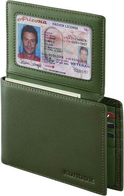 Genuine Leather Wallet for Men 12 Cards Mens Wallet Bifold Rfid Blocking with 2 ID Windows Card Holder Wallet with Gift Box