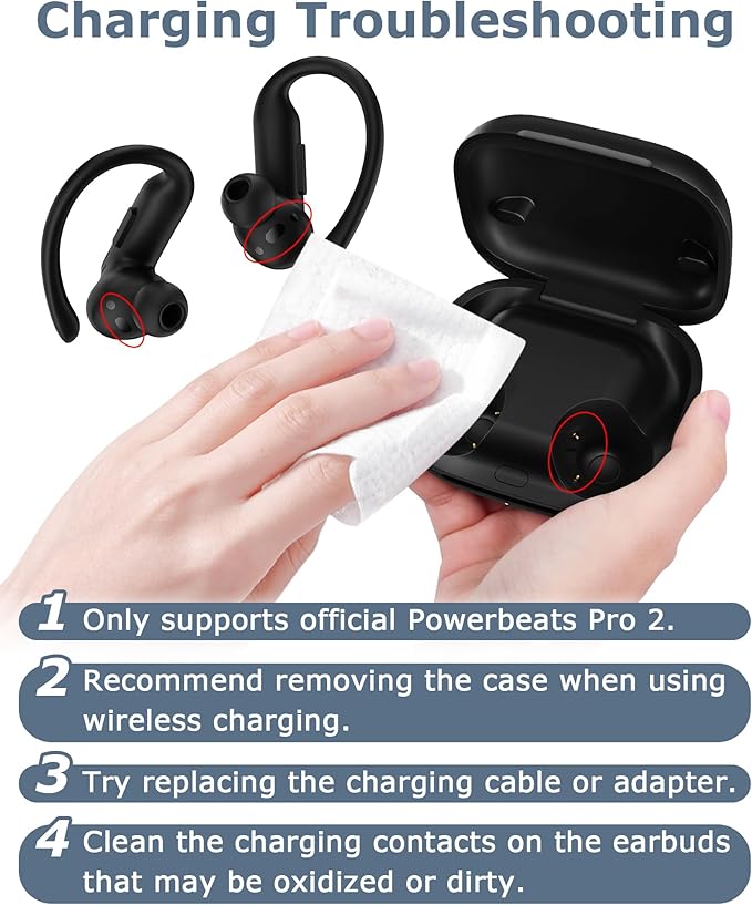 Charging Case Replacement Compatible with Powerbeats Pro 2-600mAh Battery Portable Wireless Charger Case with Bluetooth Pairing
