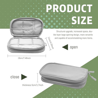 Electronic Organizer Double Layer, Water Resistant Cable Organizer Bag for Travel Essentials, Cord, Charger, Phone, Earphone, Large Size,Accessories Travel Essentials (Grey, Double-Layer)