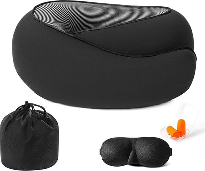 Pillows for Travel Headrest Neck Support Travel Pillows for Airplanes Or Trains, 360° Head Support Sleep for Long Flight, Kit with 3D Contoured Eye Mask, Earplugs and Storage Bag