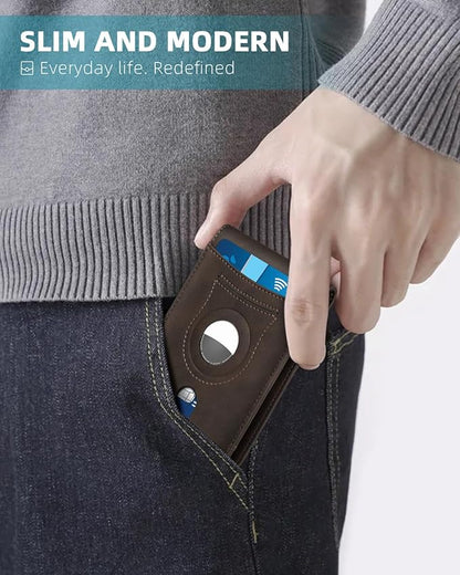 Zitahli Men's Wallets Airtag Holder Slim Rfid Leather with Gift Box