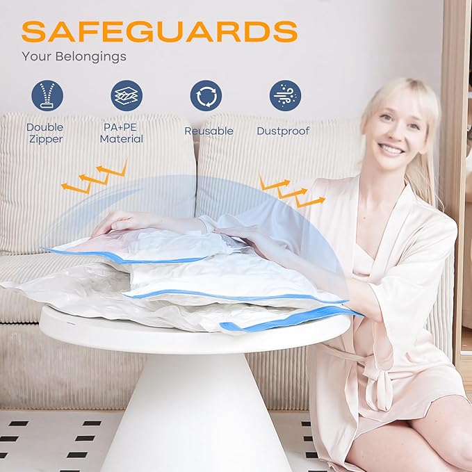 Vacuum Storage Bags for Clothing, 16 Pack Vacuum Seal Bags (3 Jumbo, 3 Large, 3 Medium, 5 Small, 2 Roll) for Clothes Comforters Blankets, Space Saver Bag with Electric Pump (2025 Upgrade)