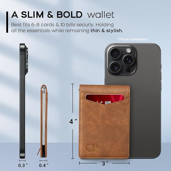 Zitahli Wallet for Men-6 Slots ID Window-Mens Wallets-Slim Wallet Classic Spring Money Clip RFID Blocking-Gift for Men