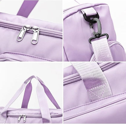 Travel Duffel Bag with Shoes Compartment Sports Gym Bag with Dry Wet Separated Pocket for Men and Women, Overnight Bag Weekender Bag Training Handbag Yoga Bag - Purple