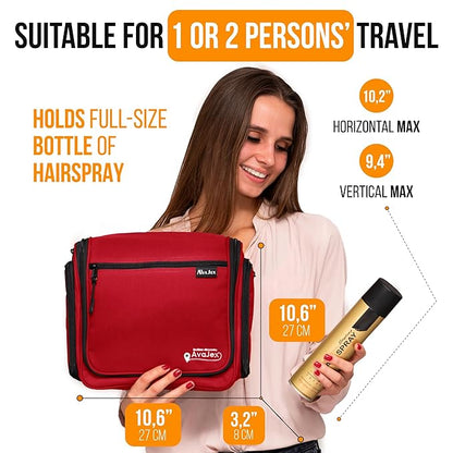 Travel Toiletry Bag for Men and Women - Large Hanging Toiletry Organizer - Waterproof Hygiene Bag with Metal XXL Swivel Hook, with Sturdy Zippers and 19 Compartments for Toiletries, Makeup, Cosmetics