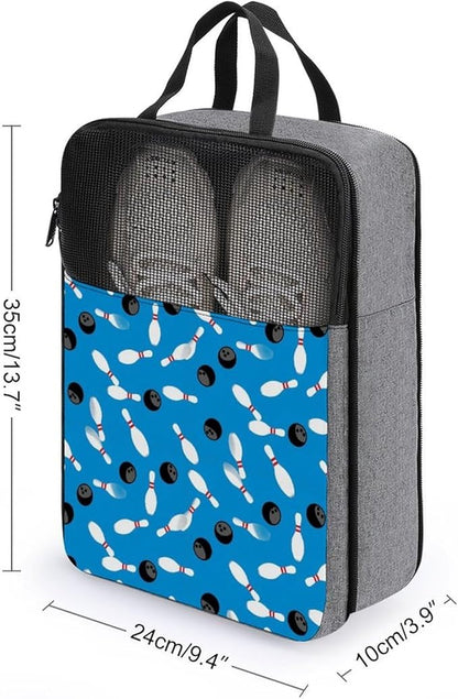 Portable Shoe Packing Storage Organizer with Handle Soccer Cleats Bag for Sport Sport Bowling Ball Pins Blue Travel Shoe Bag