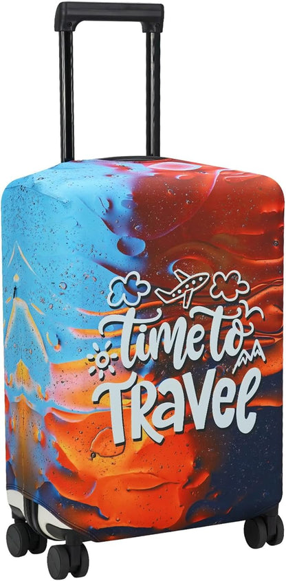 Explore Land Luggage Cover Suitcase Protector Fits 31-32 Inch Case (Time to Travel, XL)