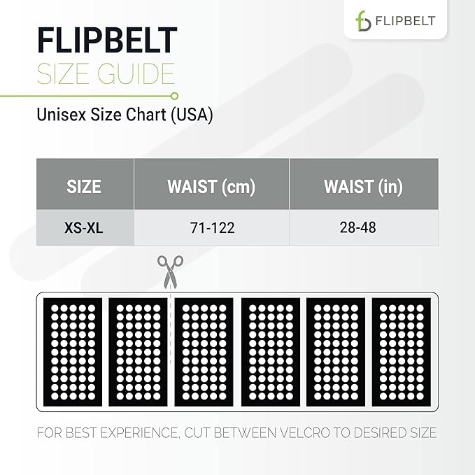 FlipBelt Adjustable Running Belt, Fitness and Running Fanny Pack for Women and Men, Non Chafing Waist Band Pack for Phone Keys Money, Moisture Wicking Storage Belt, USA Company