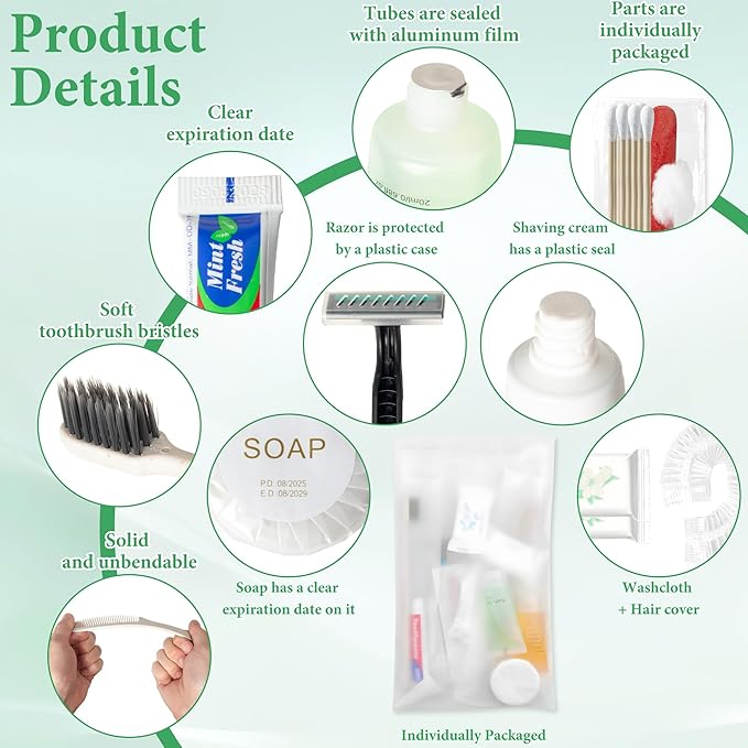 Hygiene Kit Bulk, Individually Packed, The Convenience Kit Bulk Is Fully Equipped And Clean And Hygienic, Convenience Kits Suitable For Hotel, Home, Camping, Travel (30 Sets)
