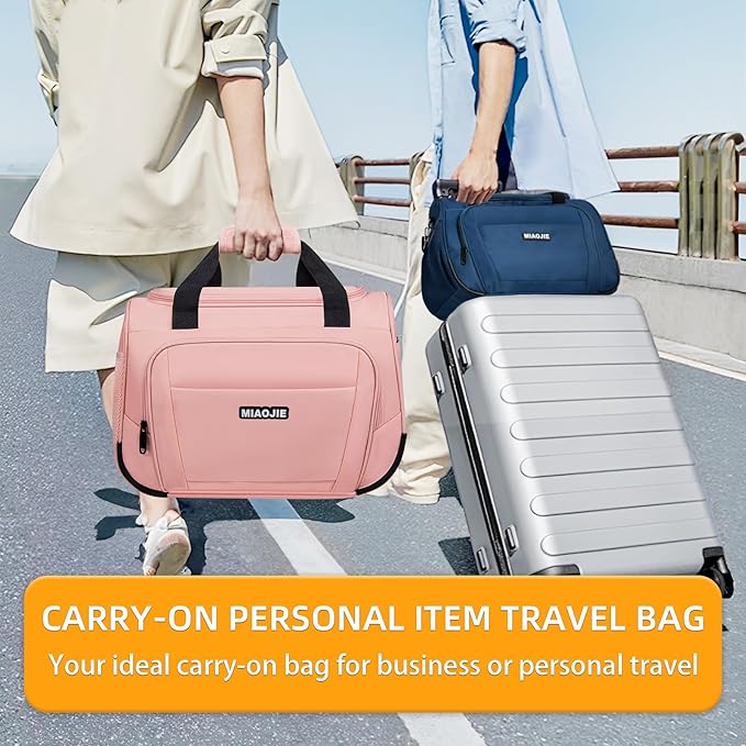 Underseat Carry On Luggage Lightweight Travel Tote Weekender Bag Overnight Duffle Bag for Travel, Travel Essentials Personal Item Travel Bag for Women and Men, Pink-18Inch